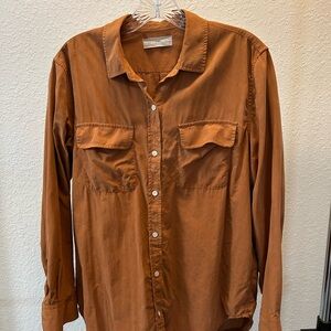 Everlane Washable Silk Rust Brown Button-Up Shirt